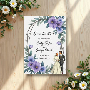 Save The Date Élégant Rustique Floral Wreath Bride Mariage de ch