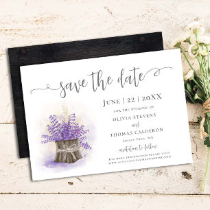 Save The Date Elégant Rustique Lavande Blé Aquarelle Florale