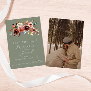 Save The Date Élégant Sage Green Floral