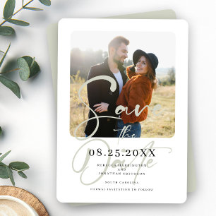 Save The Date Elégant Sage Green Mariage Photo Enregistrer La Da