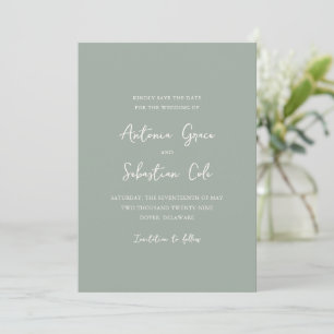 Save The Date Elégant Sage Green Photo Mariage moderne