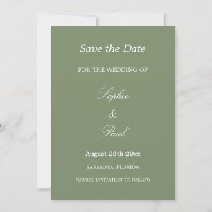 Save The Date Elégant Sage Green Wedding Enregistrer la date