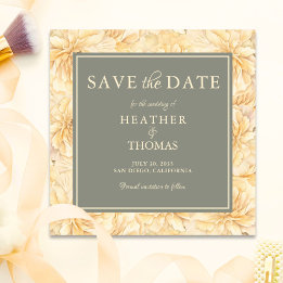 Save The Date Élégant Sage Vert Jaune Floral