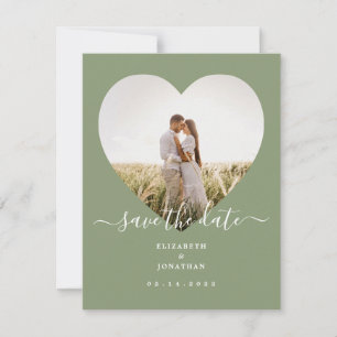 Save The Date Élégant Sage Vert minimaliste Coeur Mariage photo