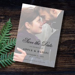 Save The Date Élégant Script 2 photo recto verso Enregistrer la 