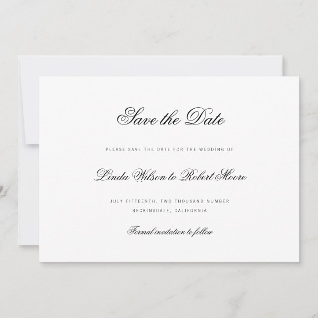 Save The Date Élégant script classique (Devant)