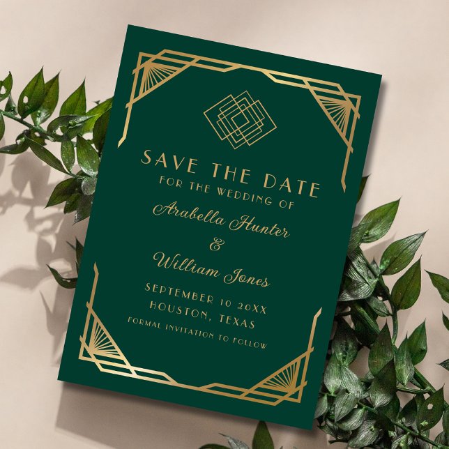 Save The Date Élégant script de calligraphie vert émeraude (Créateur téléchargé)