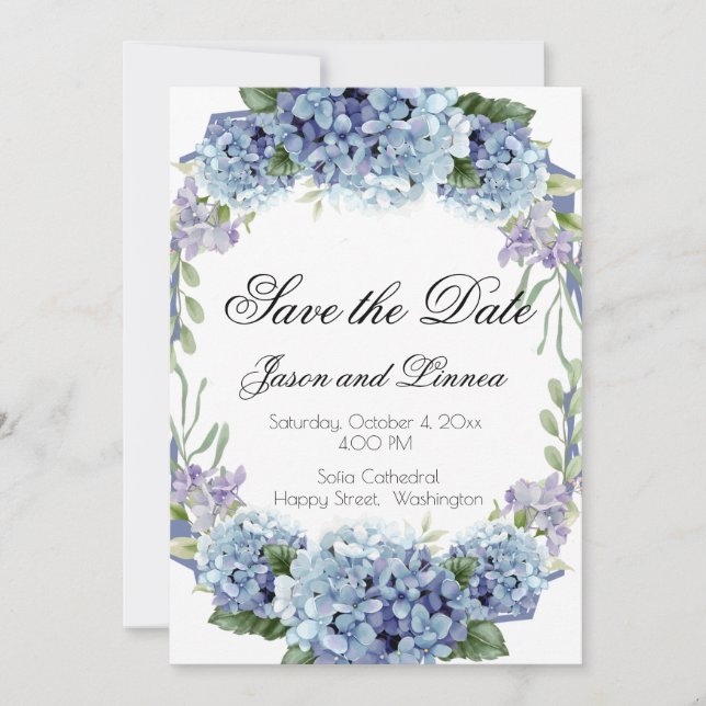 Save The Date Élégant Script De L'Aquarelle D'Oublier-Me-Pas (Devant)