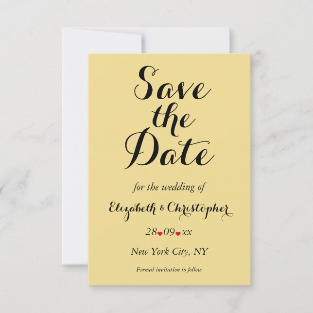 Save The Date Élégant Script Faux Gold Black Mariage Fiançailles (Devant)