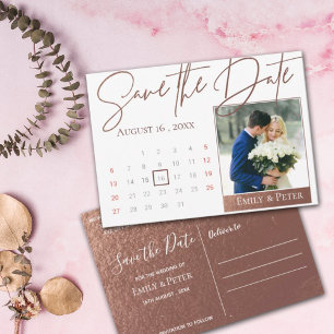 Save The Date Élégant Script Faux Rose Gold Mariage Photo