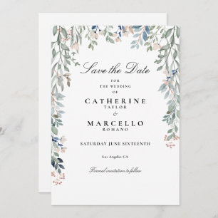 Save The Date Élégant Script Fleur sauvage Floral Mariage