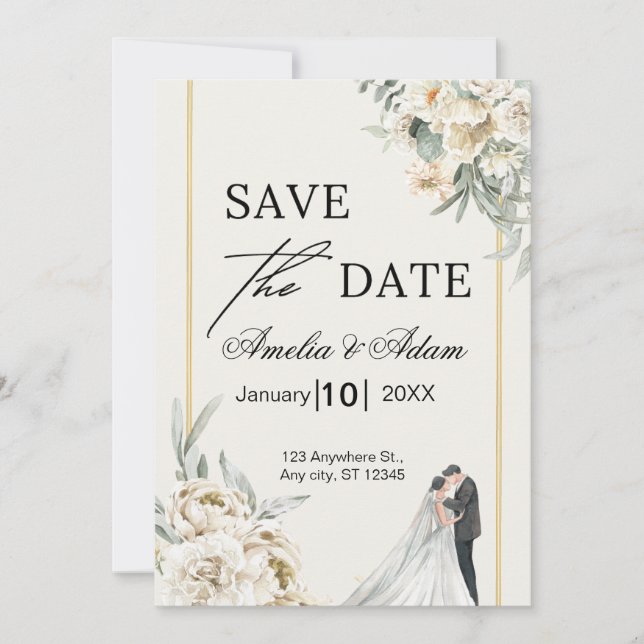 Save The Date Élégant Script Floral Enregistrer La Date Annonce (Devant)