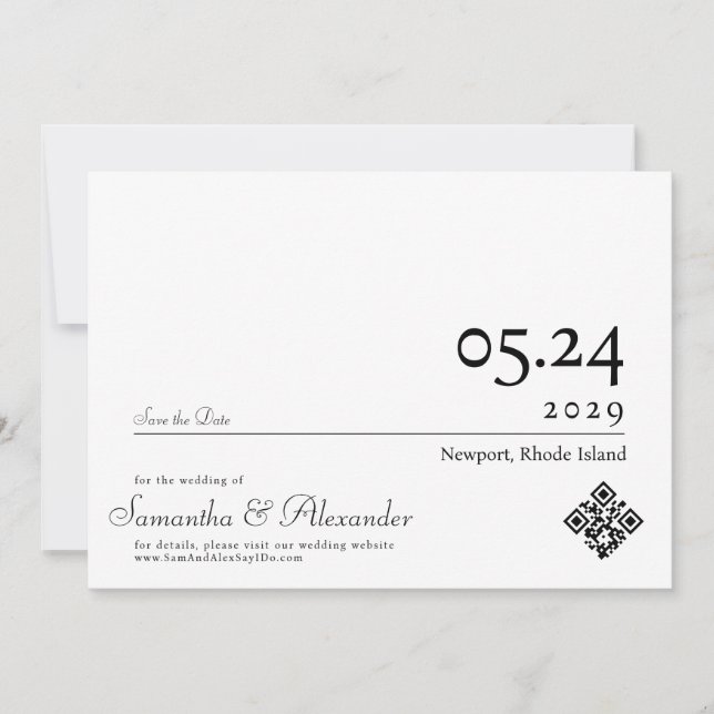 Save The Date Élégant Script Formal Simple Mariage Non Photo (Devant)