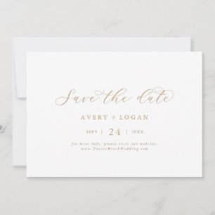 Save The Date Élégant Script Gold Horizontal Enregistrer La Date