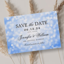 Élégant Script Mariage Navy Blue Bokeh Lumières