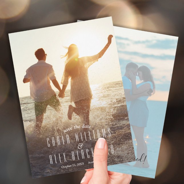 Save The Date Élégant Script Moderne Mariage Photo Enregistrer L (Créateur téléchargé)