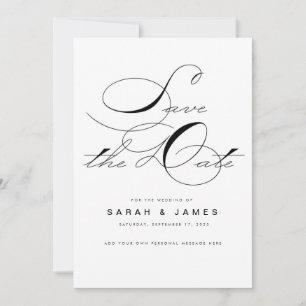 Save The Date Élégant Script Noir Blanc Mariage Enregistrer la d