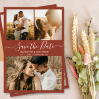 Élégant Script Photo Collage Mariage en terre cuit