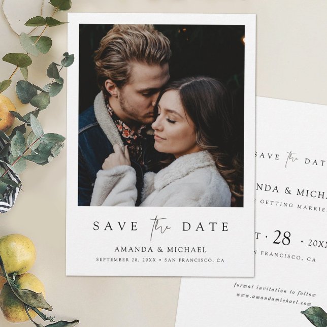 Save The Date Élégant Script photo mariage Enregistrer la date I (Créateur téléchargé)