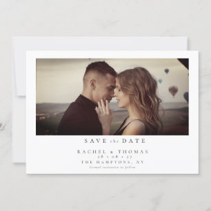 Save The Date Élégant script photo noir blanc Mariage