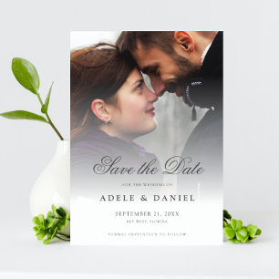 Save The Date Élégant Script Photo personnalisée Réservez la dat
