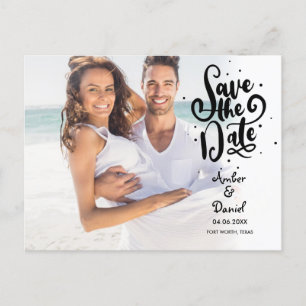 Save the Date Elegant Script Photo Postcard
