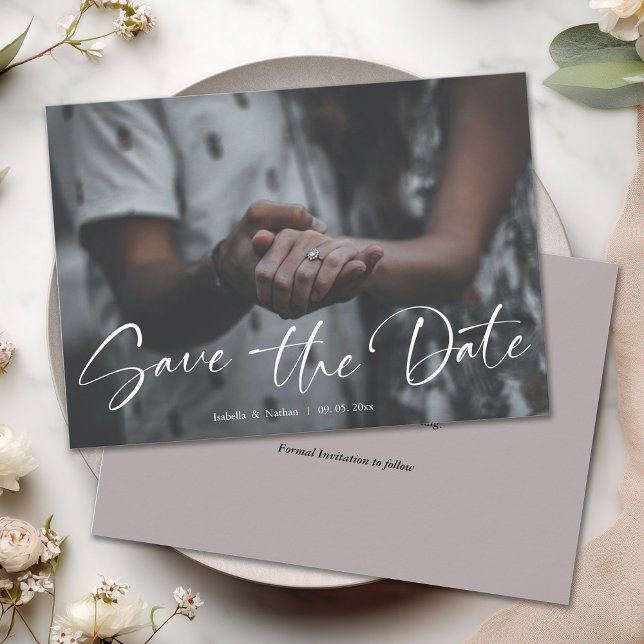 Save The Date Elegant Script Photo Wedding (Créateur téléchargé)