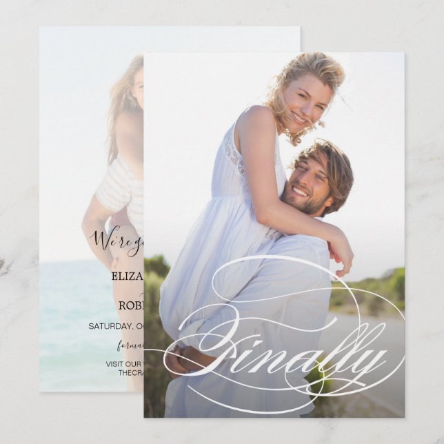 Save The Date Élégant Script Photo Wedding Enregistrer La Date (Devant / Derrière)