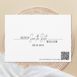 Save The Date Élégant Script QR Code Enregistrer La Date