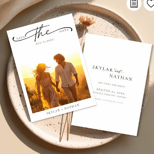 Save The Date Élégant Script Rustique Boho Sunset Mariage photo
