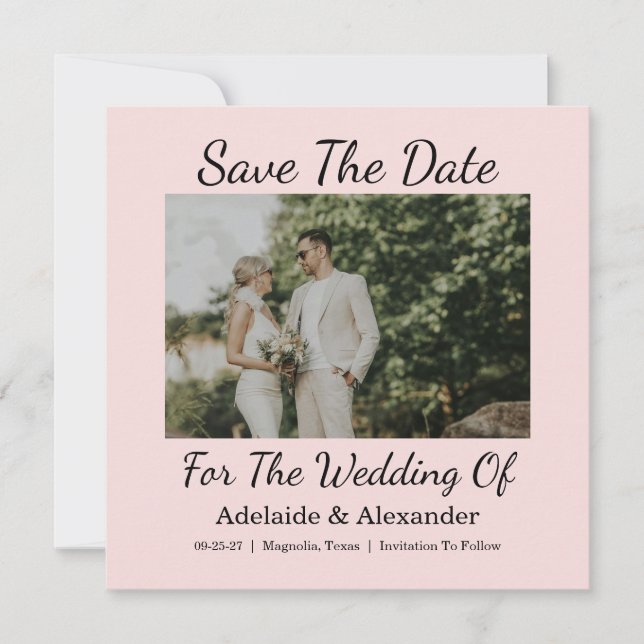 Save The Date Elegant Script Wedding Photo (Devant)