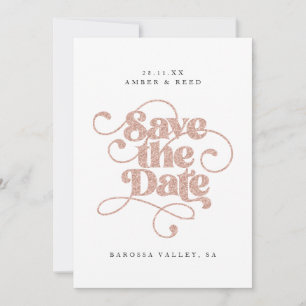 Save The Date Élégant Script Words Rose Gold Faux Parties scinti