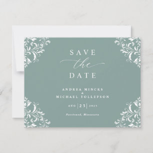 Save The Date Elégant Sea Green Mariage Vintage Enregistrer la d