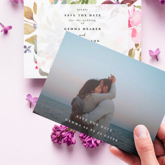 Save The Date Elégant séché Floral Aquarelle Art Mariage Photo