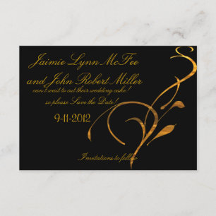 Save The Date Élégant Simple Gold Black Scroll Enregistrer la vo