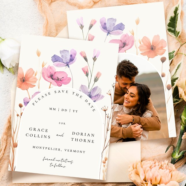 Save The Date Élégant simple ivoire blanc Rustique Mariage neutr (Créateur téléchargé)