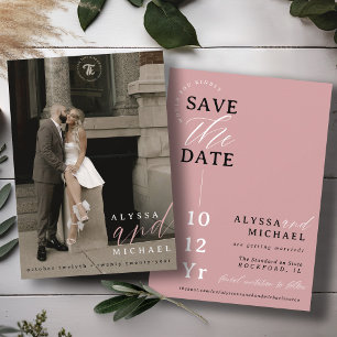 Save The Date Élégant simple moderne Dusty Rose Mariage photo