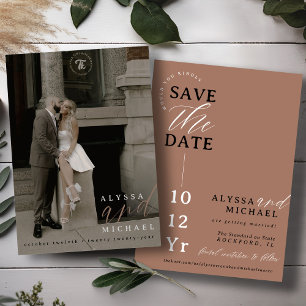 Save The Date Elégant simple moderne Mocha Mousse Mariage photo