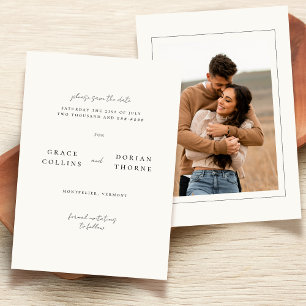 Save The Date Élégant simple Neutre Ivoire blanc Mariage photo
