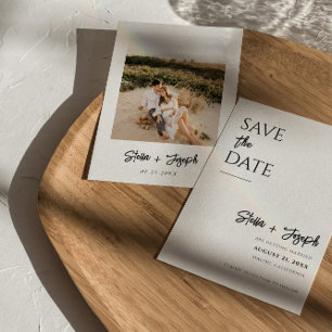 Save The Date Élégant simple noir & blanc Mariage photo moderne