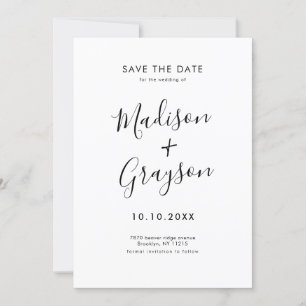 Save The Date Élégant Simple Noir Minimaliste Mariage moderne