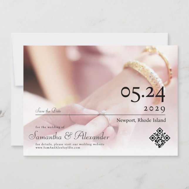 Save The Date Élégant Simple Script Formal Script Unique Mariage (Devant)