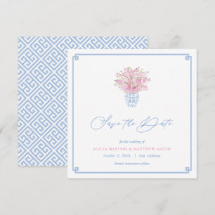 Save The Date Elégant Sky Blue Ballet Pink Ginger Jar Mariage