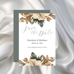 Save The Date Elegant Taupe Floral 