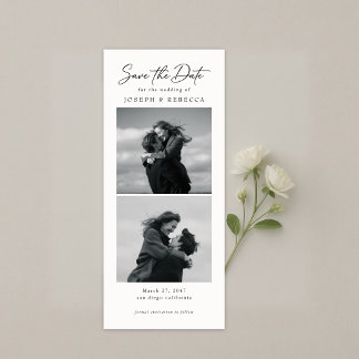 Save The Date Elegant Text and Photo Stripe | Bookmark Wedding