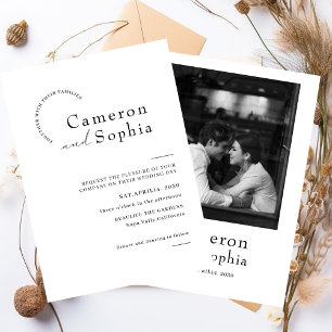 Save The Date Élégant Texte Minimaliste Mariage Photo noir blanc