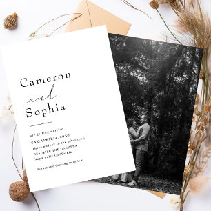 Save The Date Élégant Texte Minimaliste Mariage Photo noir blanc