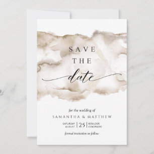 Save The Date Elégant, Tons Terre Aquarelle Enregistrer La Date