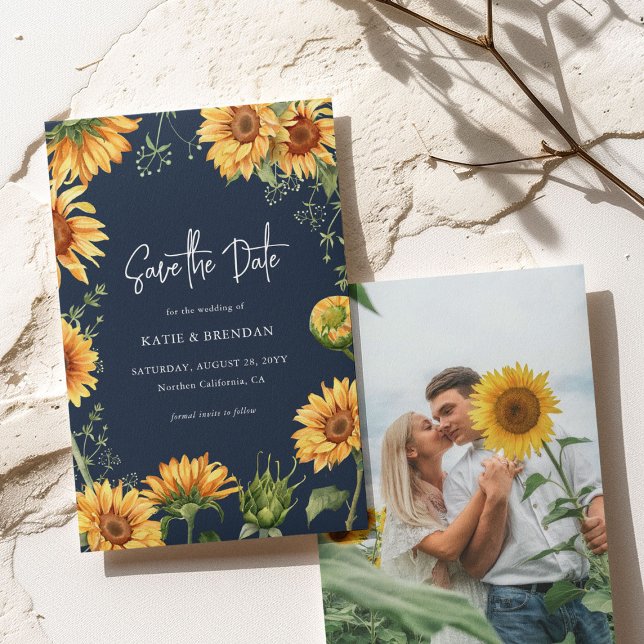 Save The Date Elégant tournesol d'automne Floral & Mariage de ma (Créateur téléchargé)