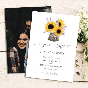 Save The Date Élégant tournesol rustique écorce d'arbre Photo fl
